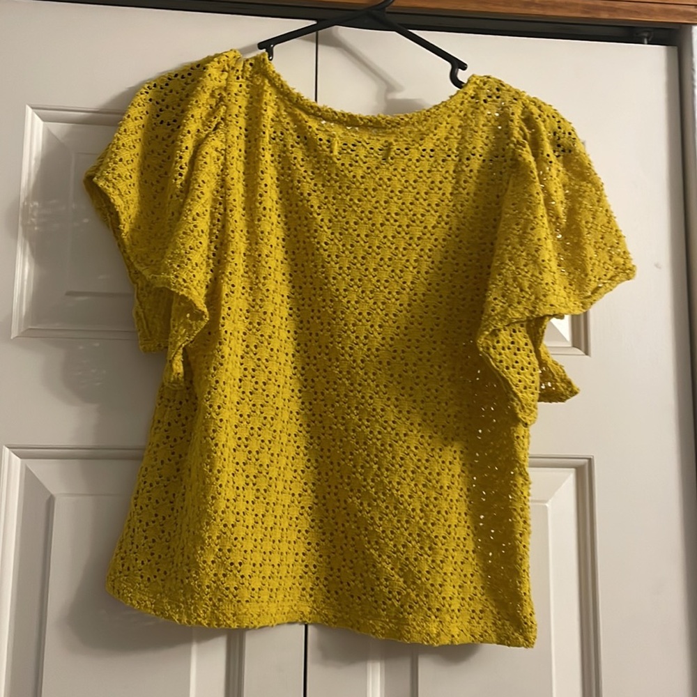 Madewell Texture & Thread Eyelet Flutter Sleeve T… - image 4